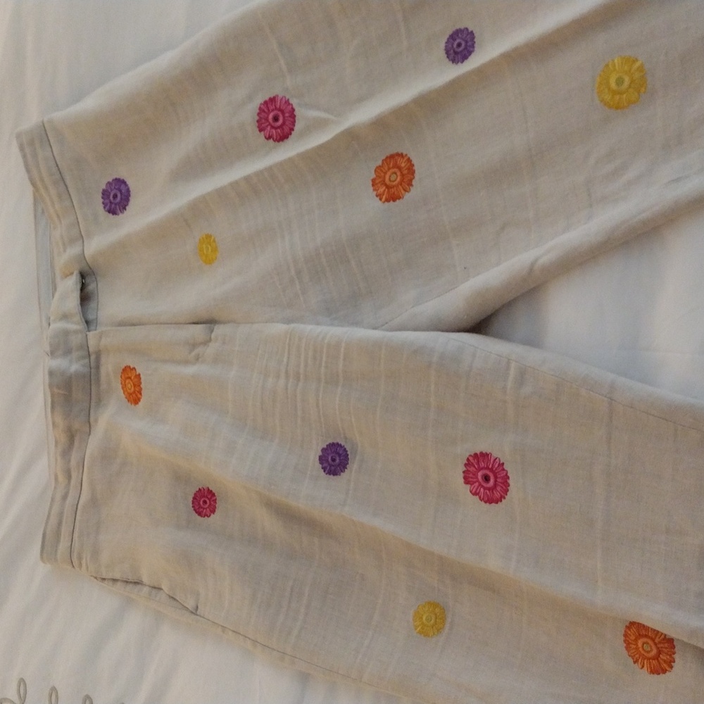 Lily Stanhope women's trousers with embroidered flowers